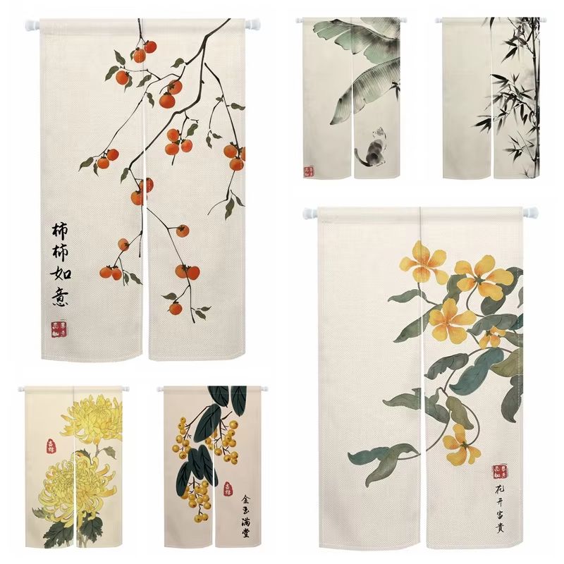 Room Divider Bamboo - VIKAMA Chinese Ink Noren Door Curtain