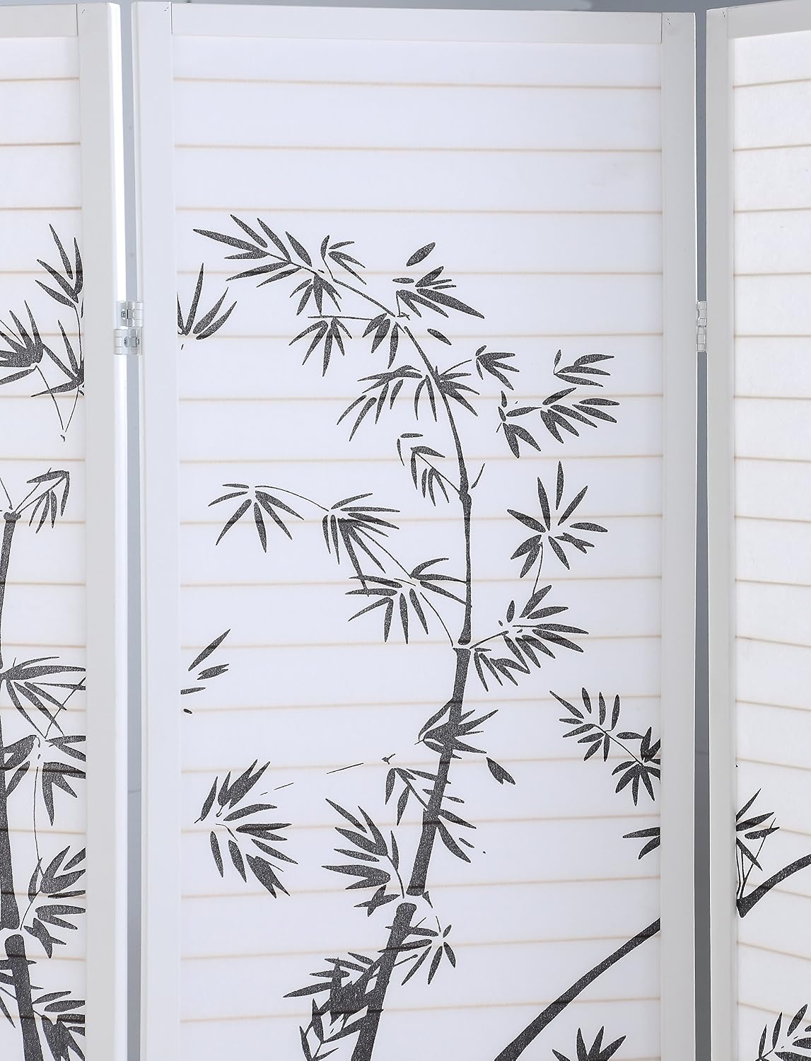 4-Panel Bamboo Print White Fra - Room Divider Bamboo 评论和价格