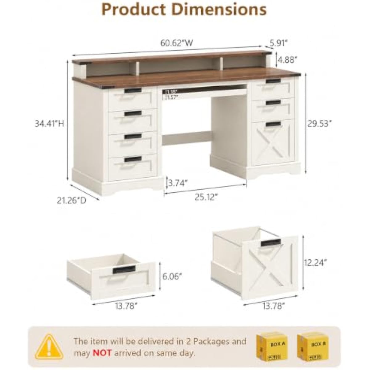 60.62 inch farmhouse executive - Office Furniture Plus 评论和价格
