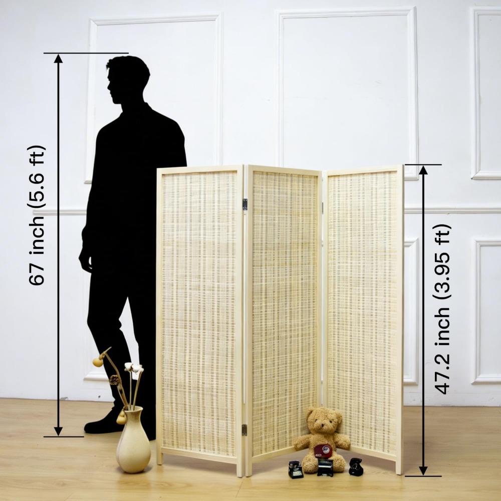 3 Panel Short Room Divider Scr - Room Divider Bamboo 评论和价格