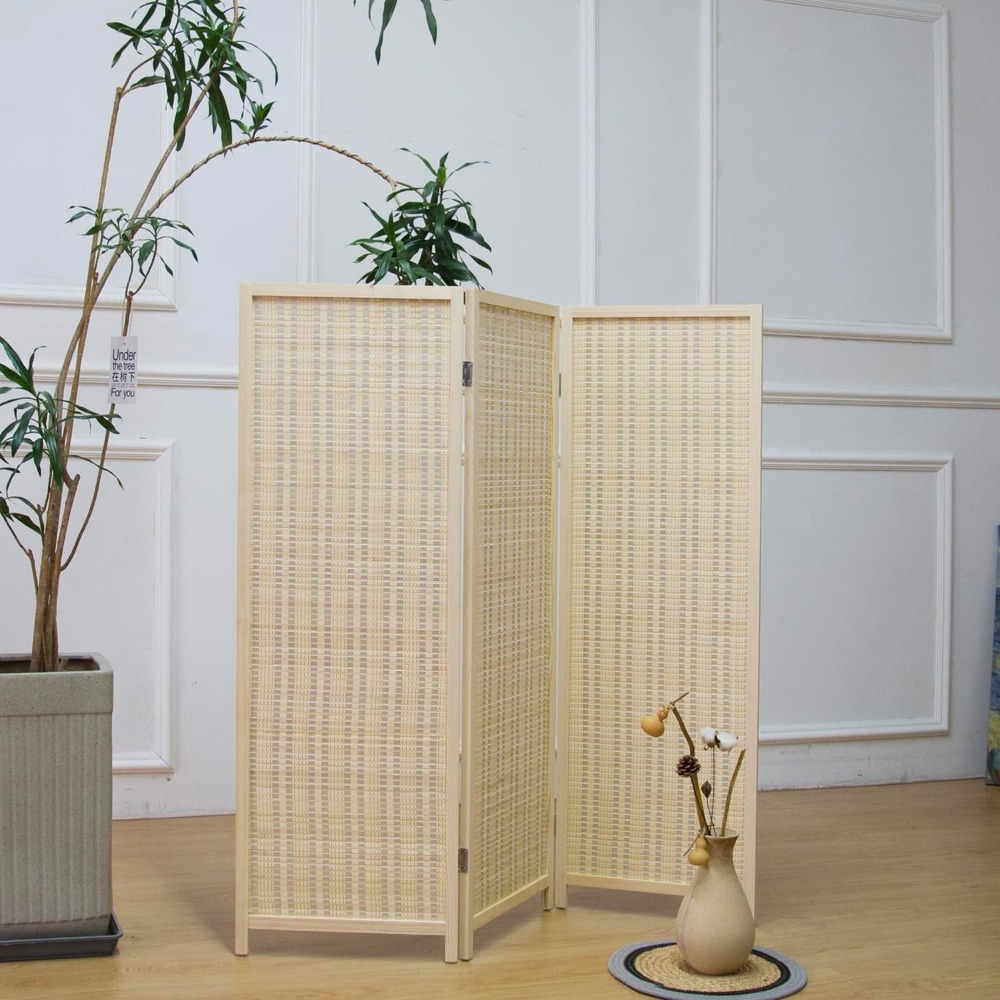 3 Panel Short Room Divider Scr - Room Divider Bamboo 评论和价格