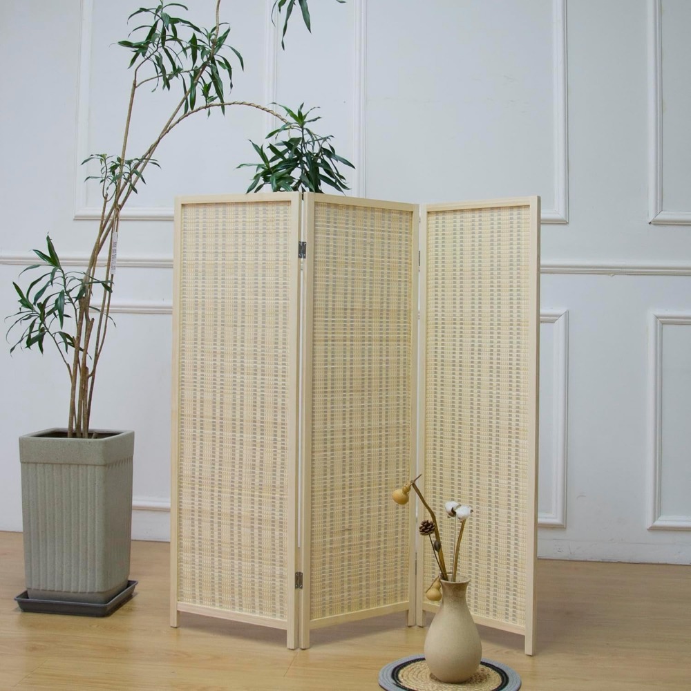 3 Panel Short Room Divider Scr - Room Divider Bamboo 评论和价格