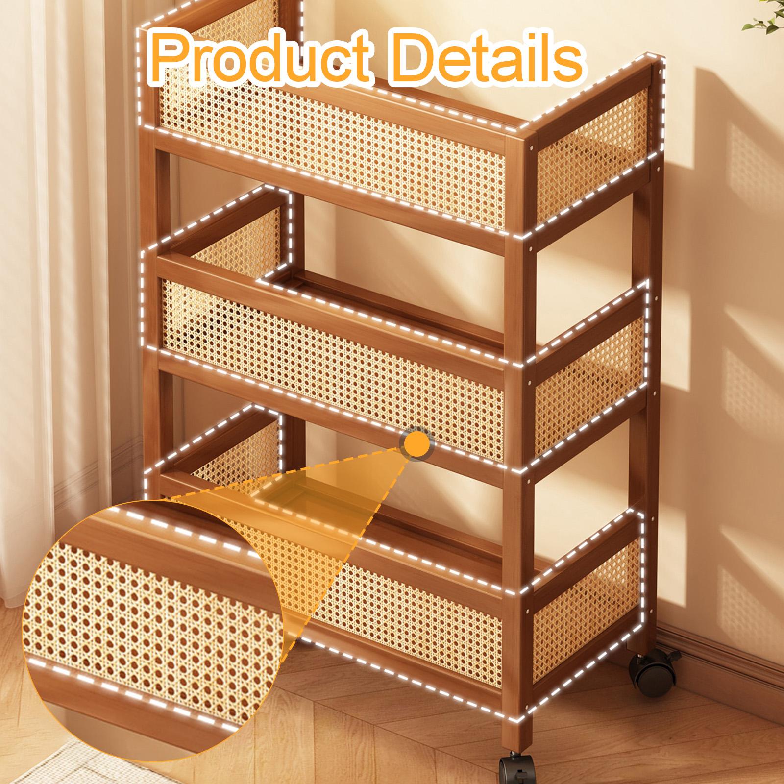 3 Tiers Rolling Utility Cart S - Room Divider Bamboo 评论和价格