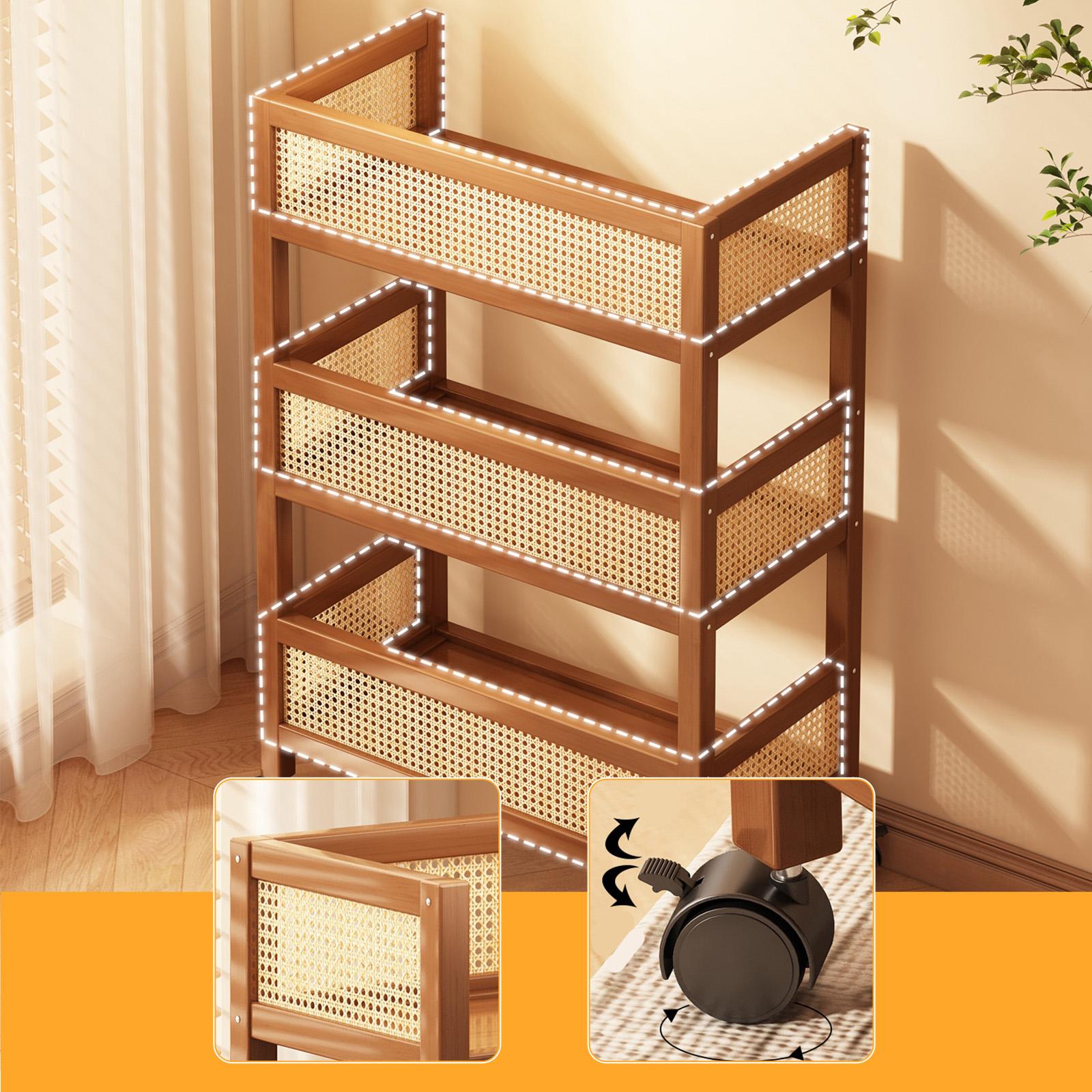 3 Tiers Rolling Utility Cart S - Room Divider Bamboo 评论和价格