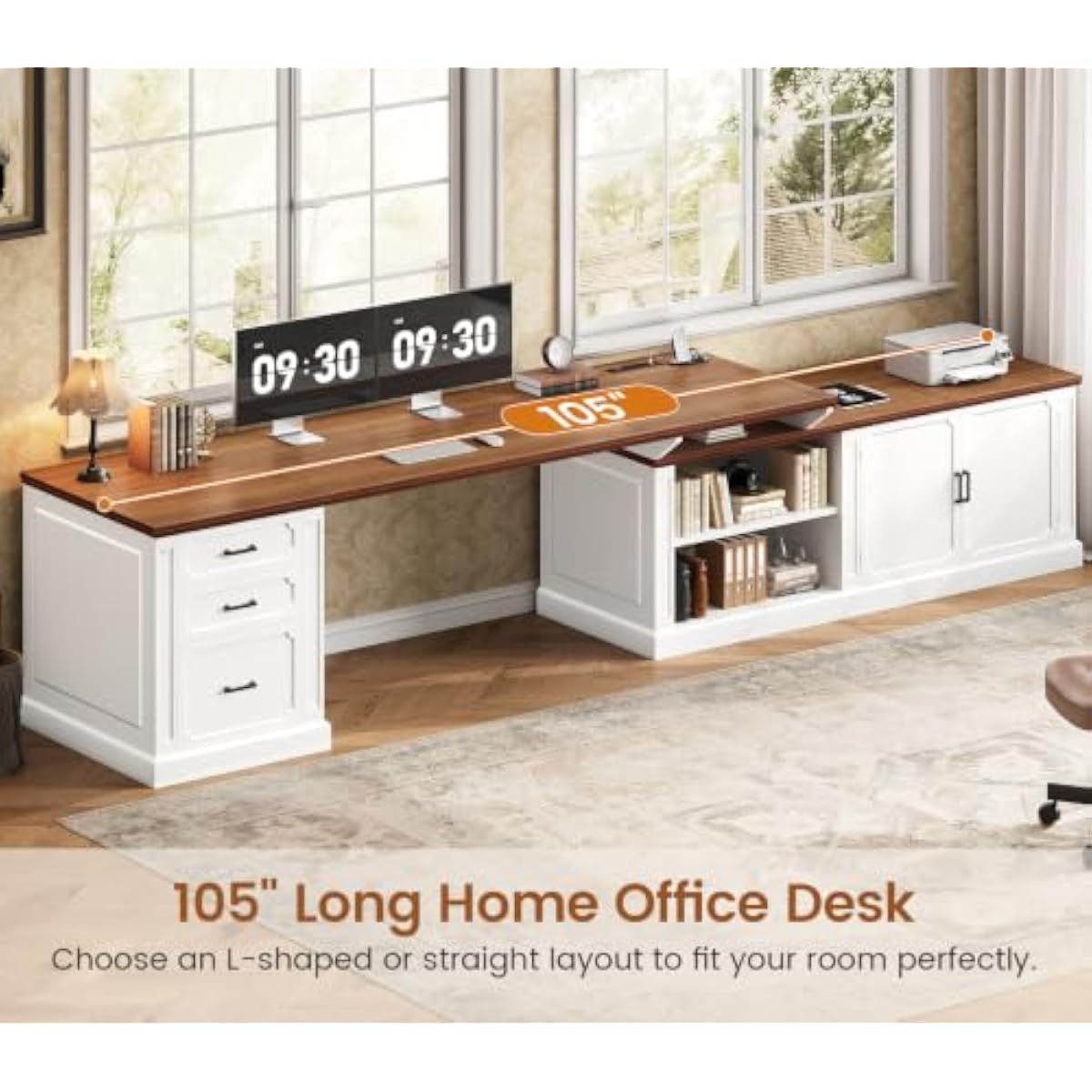 Farmhouse-style L-shaped works - Office Furniture Plus 评论和价格