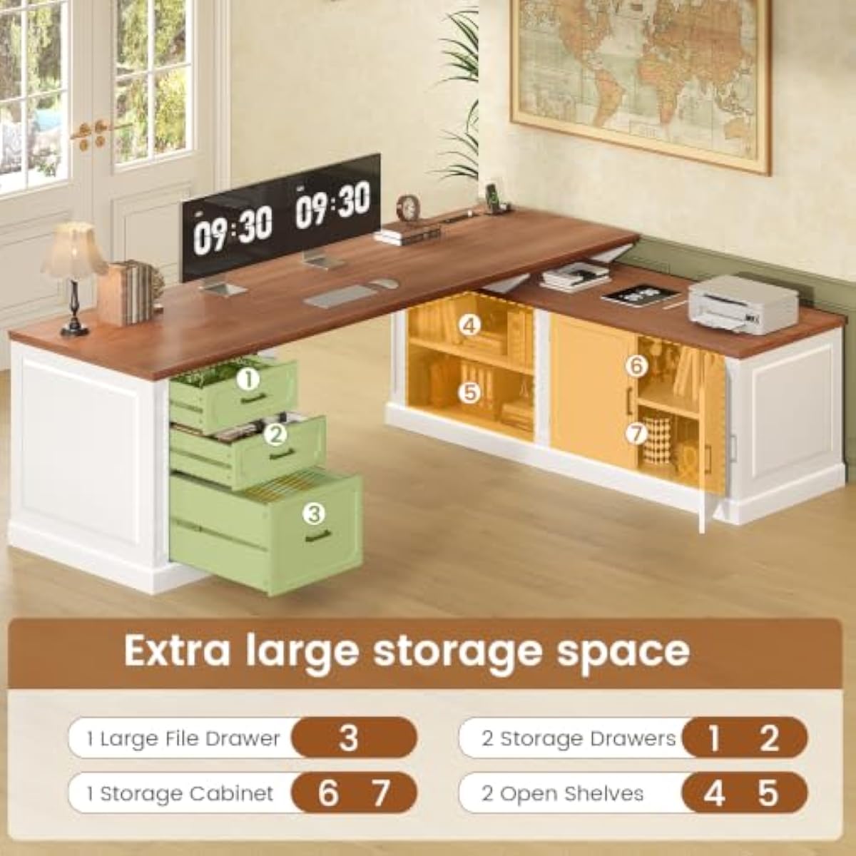 Farmhouse-style L-shaped works - Office Furniture Plus 评论和价格