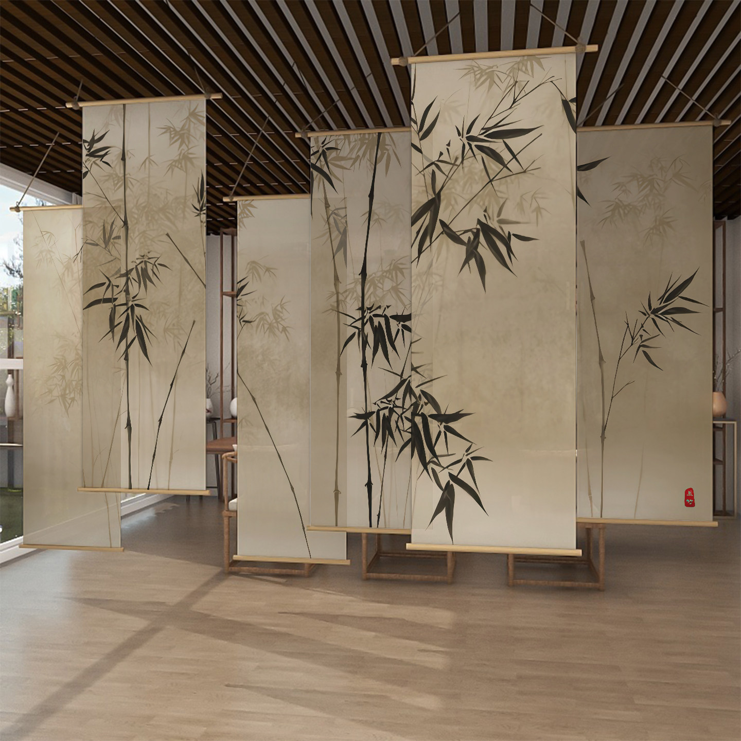 Hanging Room Divider Bamboo Ga - Room Divider Bamboo 评论和价格